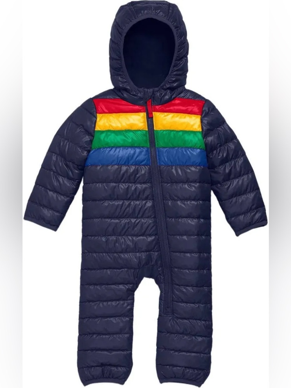 Primary Baby navy lightweight puffer snow suit size 12-18